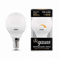 Лампа светодиодная диммируемая Gauss LED Шар-dim E14 7Вт 590lm 3000К картинка 